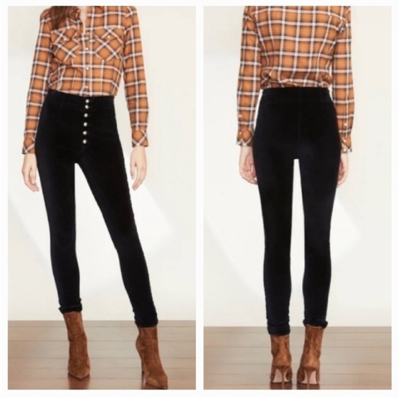 Veronica Beard Debbie Skinny High-Rise Velvet Pant in Black 29 - Picture 8 of 10